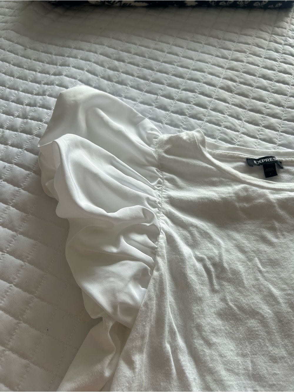 Express Ruffle Sleeve White Top - Picture 7 of 9